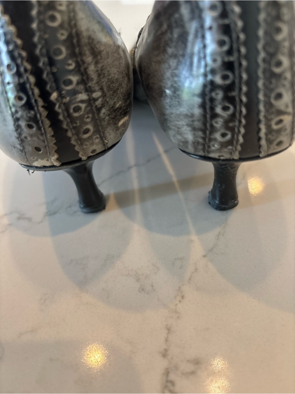 Max Studio Metallic Silver and Black Low Heel Pumps SW - Picture 8 of 11